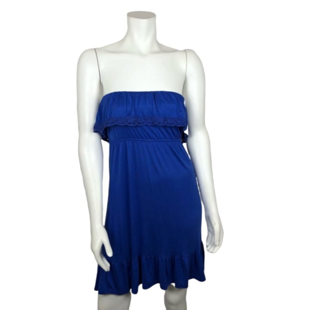 NEW AQUA Blue Ocean Summer Strapless Dress Blue XS
